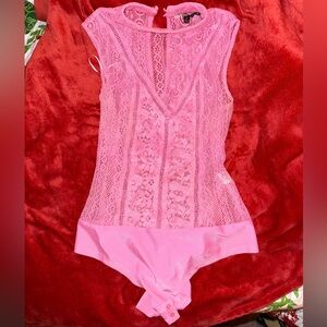 FASHION NOVA Cardi B collection, pink lace bodysuit